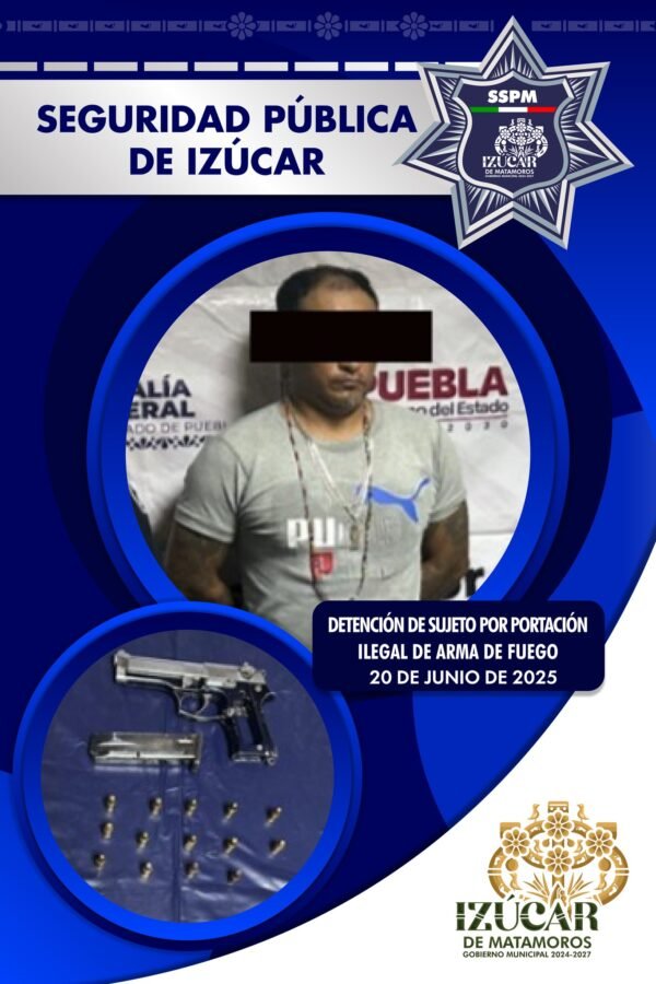 Detienen a motociclista armado en Izúcar