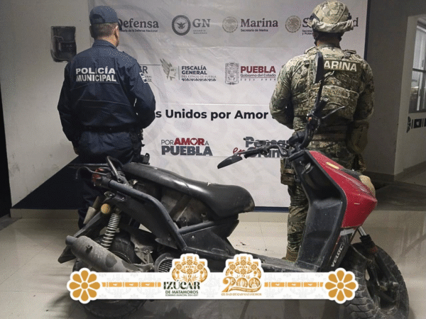 Autoridades aseguran moto con alteraciones en Izúcar