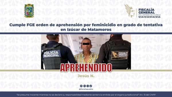 Detienen a vecino por intento de feminicidio en Izúcar
